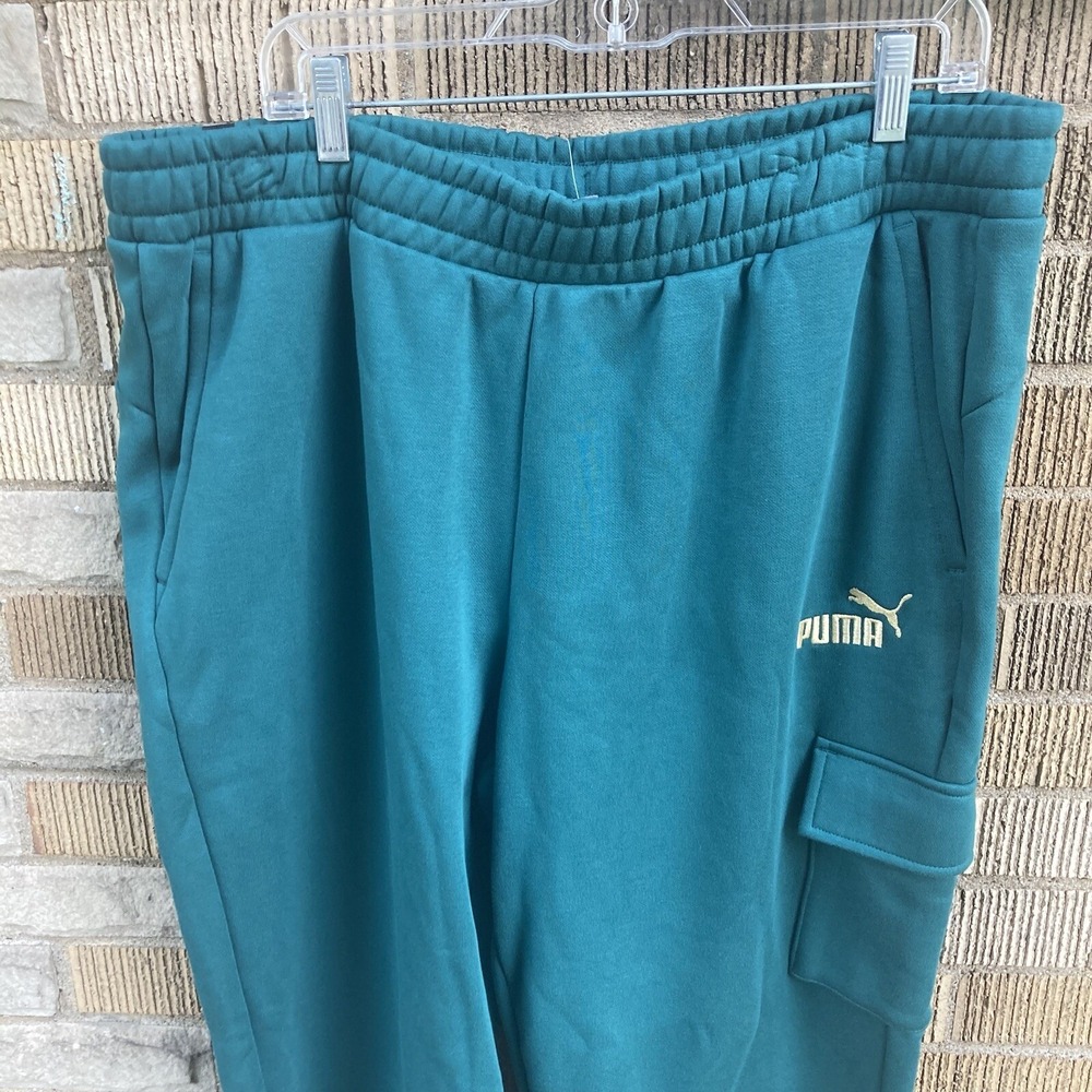 Puma Minimal Gold Cargo Pants Mens XXL Green Casual‎ Athletic Stretch Drawstring